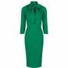 Pretty Kitty Fashion 3/4 Sleeve Tie Neck Bodycon Pencil Dress | Wiggle Dresses