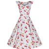 Pretty Kitty Fashion White And Red Cherry Print Rockabilly 50S Swing Dress | Rockabilly Dresses