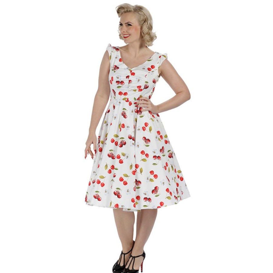 Pretty Kitty Fashion White And Red Cherry Print Rockabilly 50S Swing Dress | Rockabilly Dresses