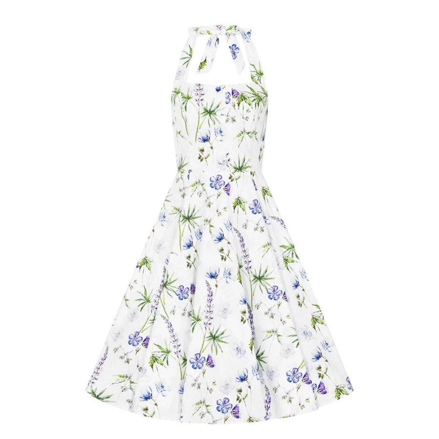 Hearts and Roses Spring Floral Halterneck Swing Tea Dress | Tea Dresses