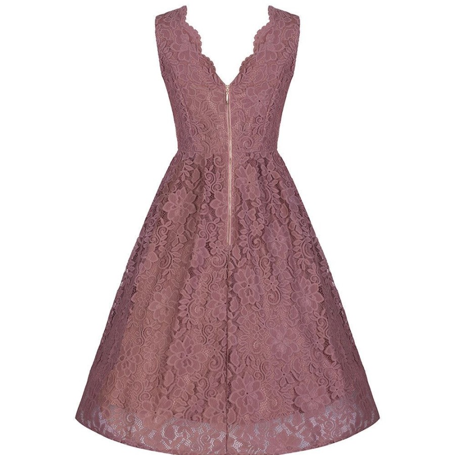 Jolie Moi Jolie Moi Vintage Dusky Lace Embroidered 50S Swing Dress | Party Dresses