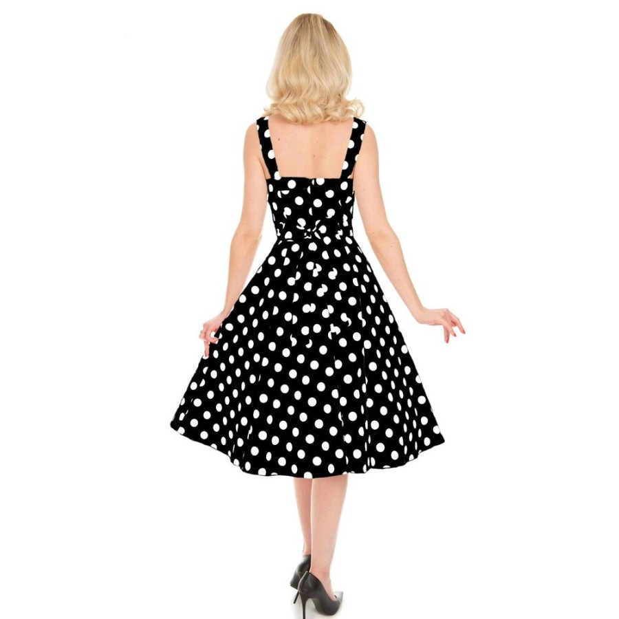 Pretty Kitty Fashion And White Polka Dot Rockabilly 50S Swing Dress | Polka Dot Dresses