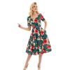 Pretty Kitty Fashion Floral Print 1/2 Sleeve Pin Up Rockabilly 50S Swing Dress | Tea Dresses