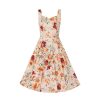 Hearts and Roses Warm Orange Sleeveless Floral Swing Tea | Tea Dresses