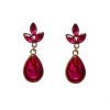 White Leaf Magenta Coloured Art Deco Inspired Drop Earrings | Jewellery