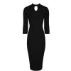 Pretty Kitty Fashion High Neck 3/4 Sleeve Choker Bodycon Pencil Dress | Little Black Dresses