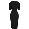 Pretty Kitty Fashion Belted Half Sleeve Collared Wiggle Office Dress | Pencil Dresses