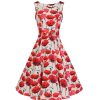 Pretty Kitty Fashion Off Red Poppy Vintage Belted 1950S Swing Dress | Floral Dresses