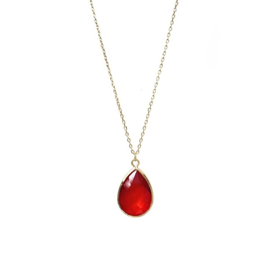 White Leaf co Teardrop Bright Red Necklace | Jewellery