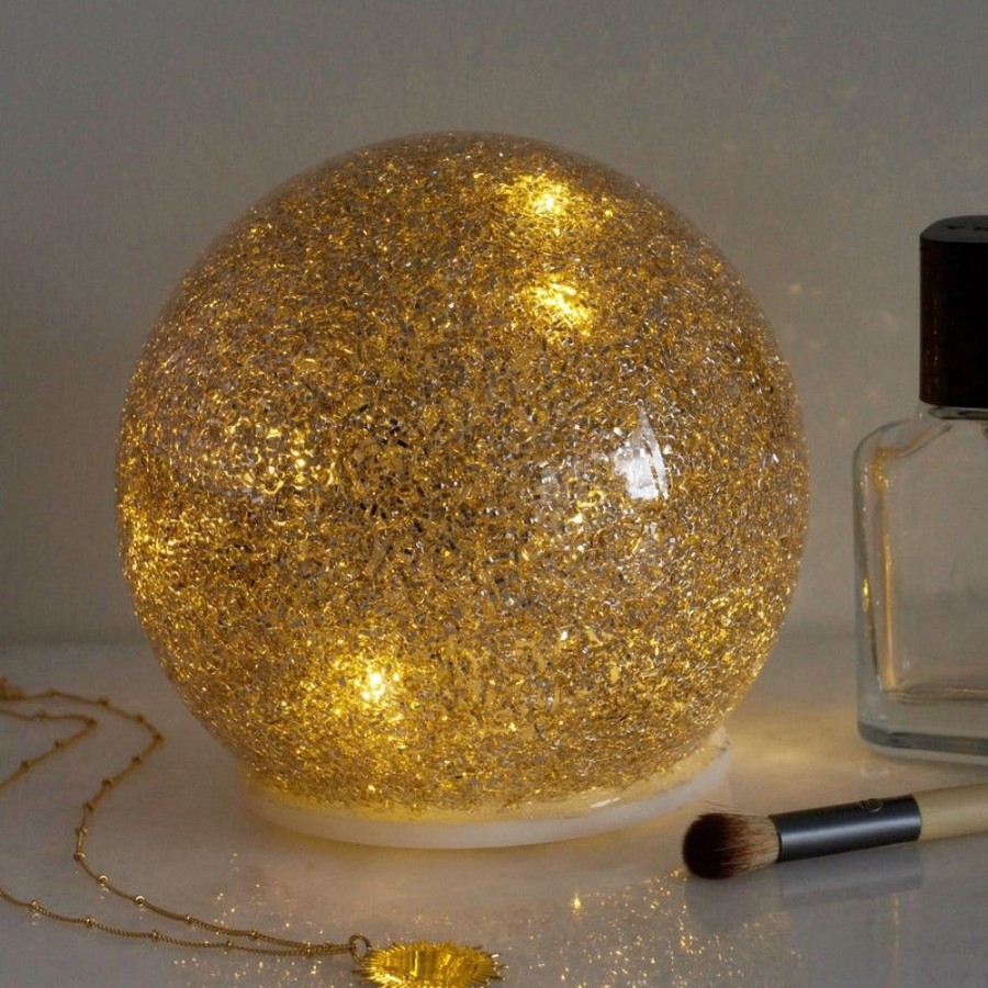 Pretty Kitty Fashion Medium Gold Glitter Led Ball | Homeware