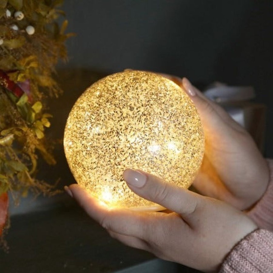 Pretty Kitty Fashion Medium Gold Glitter Led Ball | Homeware