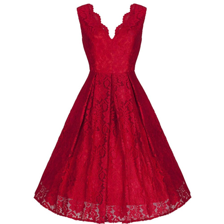 Jolie Moi Jolie Moi Vintage Embroide Lace 50S Swing Occasion Dress | Jolie Moi Dresses