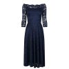 Pretty Kitty Fashion Blue Lace Vintage Style Swing Dress With 3/4 Sleeves & Boat Neck | Pencil Dresses