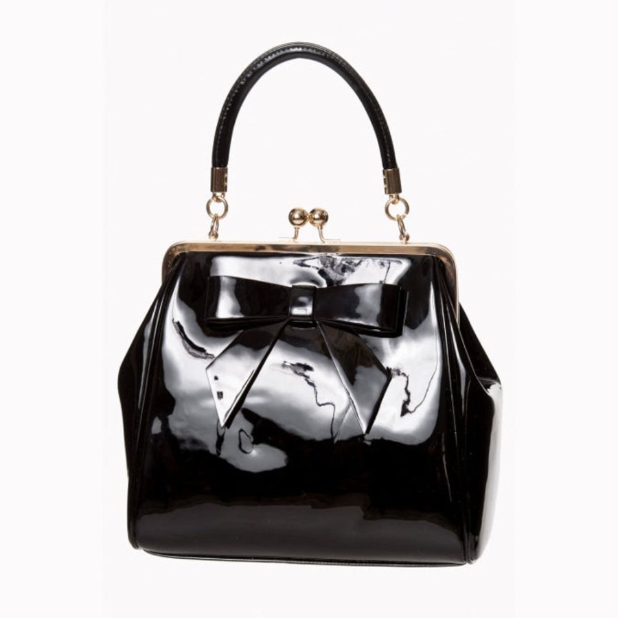 Pretty Kitty Fashion Black Retro Patent Handbag | Bags & Purses