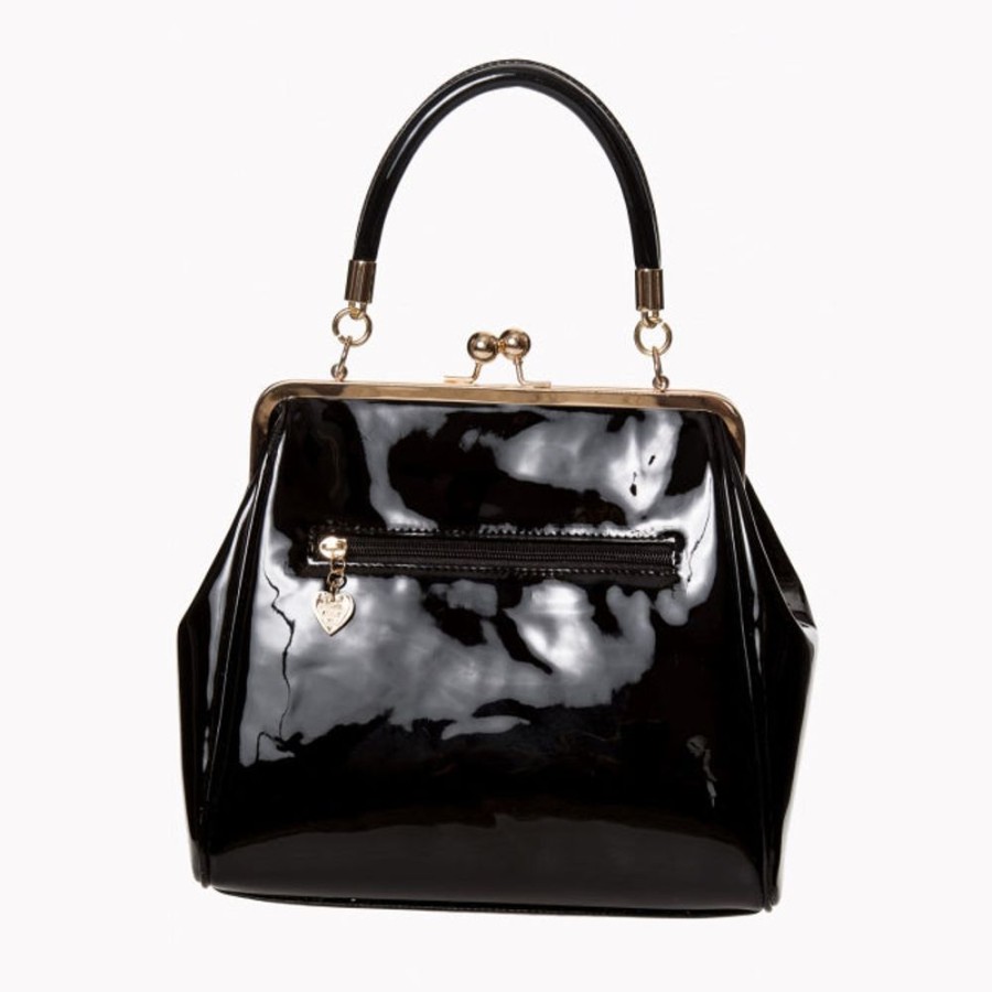 Pretty Kitty Fashion Black Retro Patent Handbag | Bags & Purses