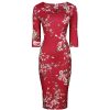 Pretty Kitty Fashion Floral 3/4 Sleeve Bodycon Pencil Wiggle Dress | Wiggle Dresses