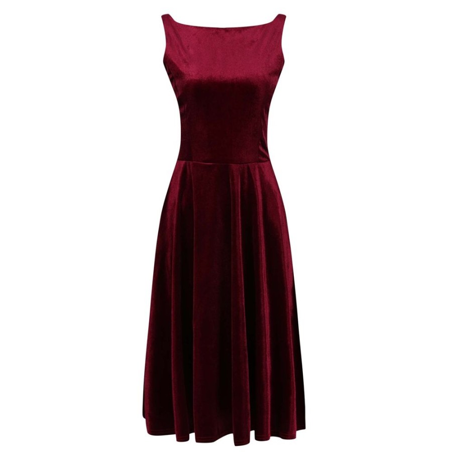 Pretty Kitty Fashion Claret Velour Audrey Style 1950S Swing Dress | Party Dresses