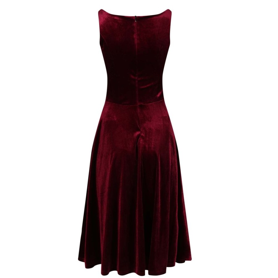 Pretty Kitty Fashion Claret Velour Audrey Style 1950S Swing Dress | Party Dresses