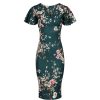 Pretty Kitty Fashion Forest Floral Half Sleeve Deep V Neck Crossover Top Wiggle Dress | Wiggle Dresses