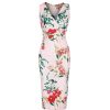 Pretty Kitty Fashion Floral Print Sleeveless Wrap Top 1940S Wiggle Dress | Pencil Dresses