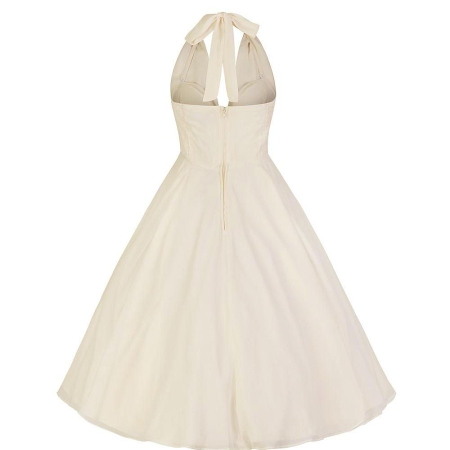 Hell Bunny White Chiffon Vintage Marilyn Monroe Style 50S Swing Dress | Party Dresses