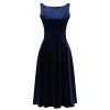 Pretty Kitty Fashion Navy Velour Audrey Style 50S Swing Dress | Velour Dresses