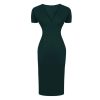 Pretty Kitty Fashion Forest Short Sleeve Deep V Neck Bodycon Midi Dress | Party Dresses