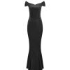 Pretty Kitty Fashion Cap Sleeve Crossover Bust Fishtail Hem Velour Maxi Dress | Velour Dresses