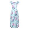 Pretty Kitty Fashion Floral Print Crossover Bust Bardot Style 50S Swing Dress By | Bardot Dresses