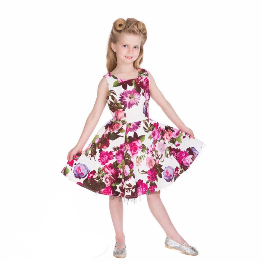 Pretty Kitty Fashion Little Kitty Girl'S Cream White And Pink Floral Party Dress | Girls