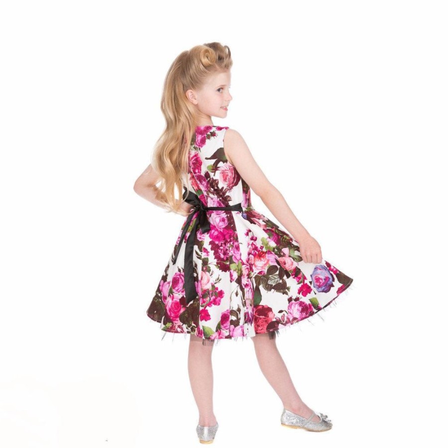 Pretty Kitty Fashion Little Kitty Girl'S Cream White And Pink Floral Party Dress | Girls