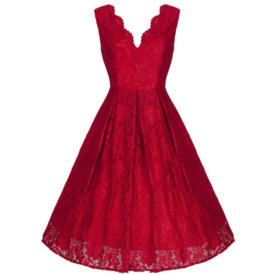 Jolie Moi Jolie Moi Vintage Embroide Lace 50S Swing Occasion Dress | Party Dresses