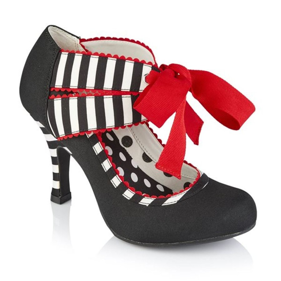 Ruby Shoo Ruby Shoo And White Stripe Red Ribbon Tie Court Shoes | Shoes