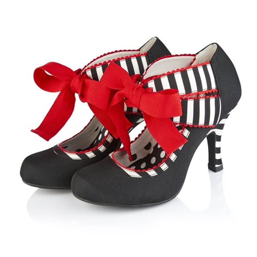 Ruby Shoo Ruby Shoo And White Stripe Red Ribbon Tie Court Shoes | Shoes