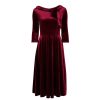 Pretty Kitty Fashion Velour Claret Tie 1/2 Sleeve Vintage Swing Dress | Velour Dresses