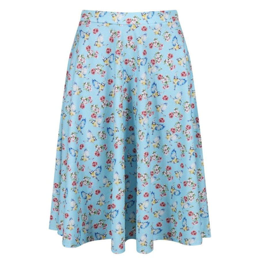 Pretty Kitty Fashion Bird Floral Print 1950S Vintage Rockabilly Swing Skirt | Skirts