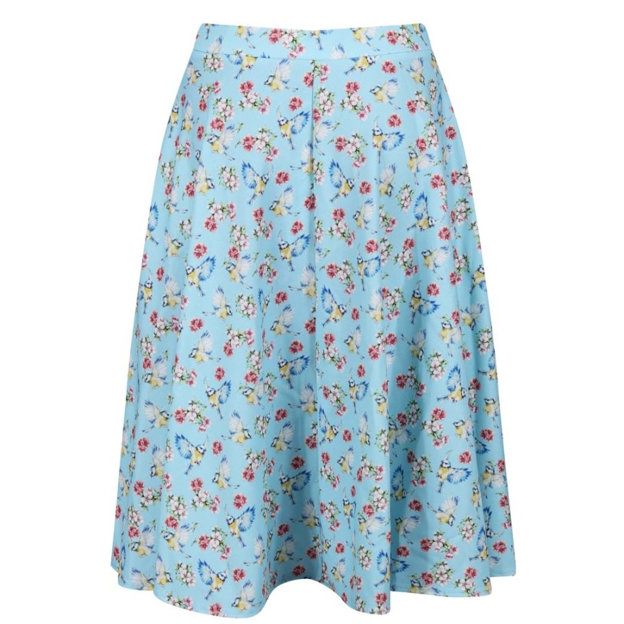 Pretty Kitty Fashion Bird Floral Print 1950S Vintage Rockabilly Swing Skirt | Skirts