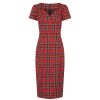 Pretty Kitty Fashion Highland Tartan Check Short Sleeve Wiggle Pencil Dress | Wiggle Dresses