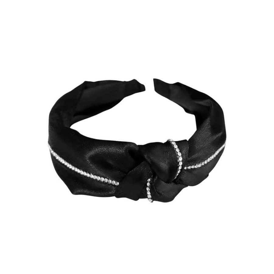 Pretty Kitty Fashion Black Satin And Diamante Knotted Headband | Hair & Beauty