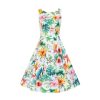 Hearts and Roses Tropical Print White Floral Summer Swing Party Dress | Floral Dresses