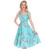 Pretty Kitty Fashion Azure Vintage Floral Blossom Rockabilly 50S Swing Dress | Rockabilly Dresses