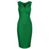 Pretty Kitty Fashion Emerald Sleeveless Crossover Top Bodycon Midi Dress | Wiggle Dresses