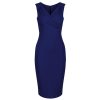 Pretty Kitty Fashion Navy Sleeveless Crossover Top Bodycon Midi Dress | Wiggle Dresses