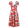 Pretty Kitty Fashion Sunset Floral Vintage A Line Crossover Capped Sleeve Tea Swing Dre | Floral Dresses