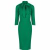 Pretty Kitty Fashion 3/4 Sleeve Tie Neck Bodycon Pencil Dress | Pencil Dresses