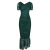 Pretty Kitty Fashion Emerald Ruched Lace Maxi Dress | Party Dresses