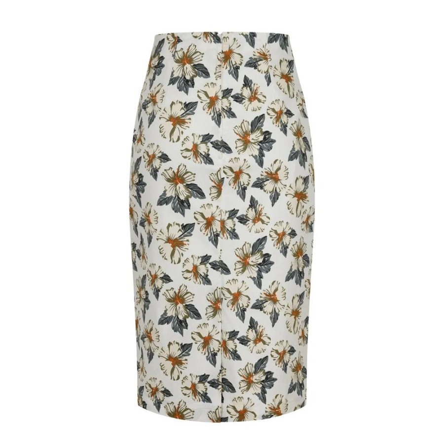 Banned Retro White Hawaiian Style Tie-Waist Pencil Skirt | Skirts