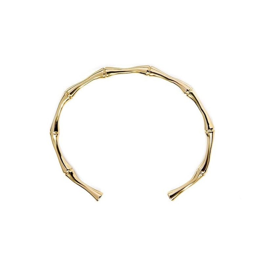 White Leaf Gold Bamboo Effect Bangle | Jewellery