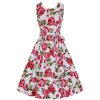 Pretty Kitty Fashion White And Pink Rose Floral Print Audrey 50S Summer Swing Dress | Floral Dresses