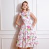 Pretty Kitty Fashion Floral Print Sleeveless Rockabilly 50S Swing Tea Dress | Tea Dresses